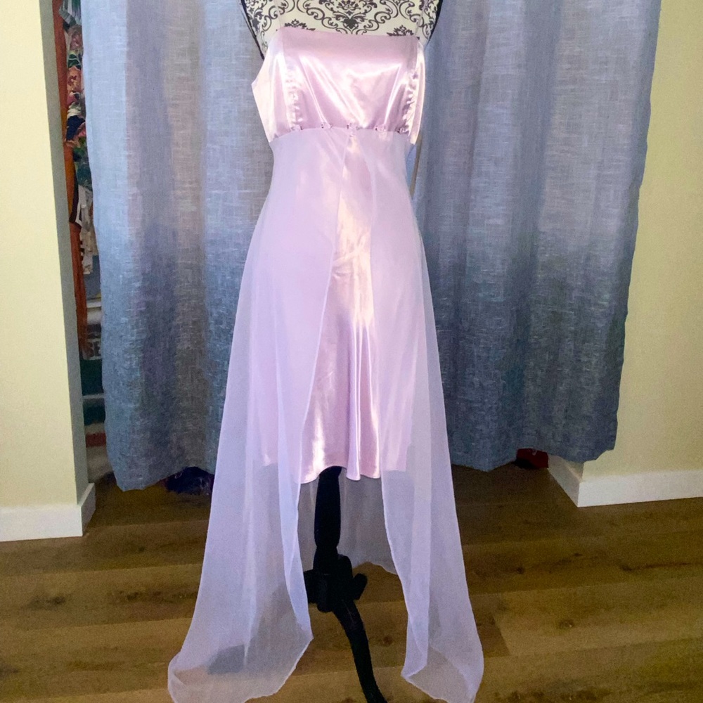 Lavender Purple Metallic Satin Hi-low Dress